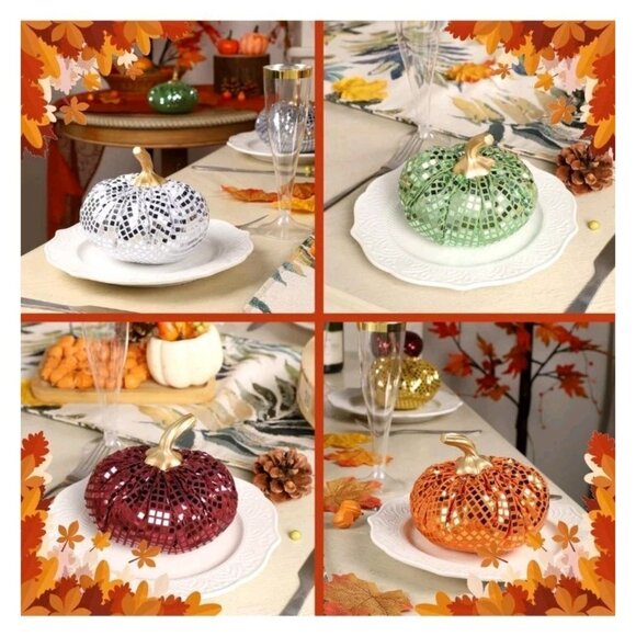 FORUP 6 Pcs Thanksgiving Pumpkin Set, Soft Stuffed Artificial Fall Pumpkins - Picture 4 of 8